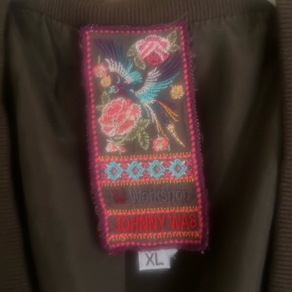 Johnny Was Lucy crepe de chin silk Floral Embroidered Bomber Jacket - Picture 8 of 10